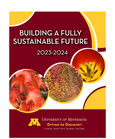 Building a Fully Sustainable Future 2023-2024 with a backdrop of fall colors and plants